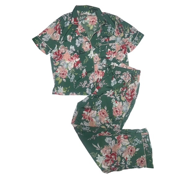 cupcakes & cashmere Other - Cupcakes & Cashmere Green Floral Short Sleeve Pajama Set Women's Medium